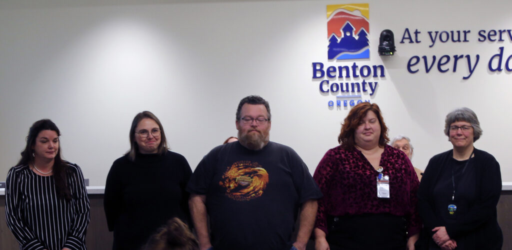 Benton County staff are honored for their extra efforts on the website overhaul project by the Board of Commissioners.