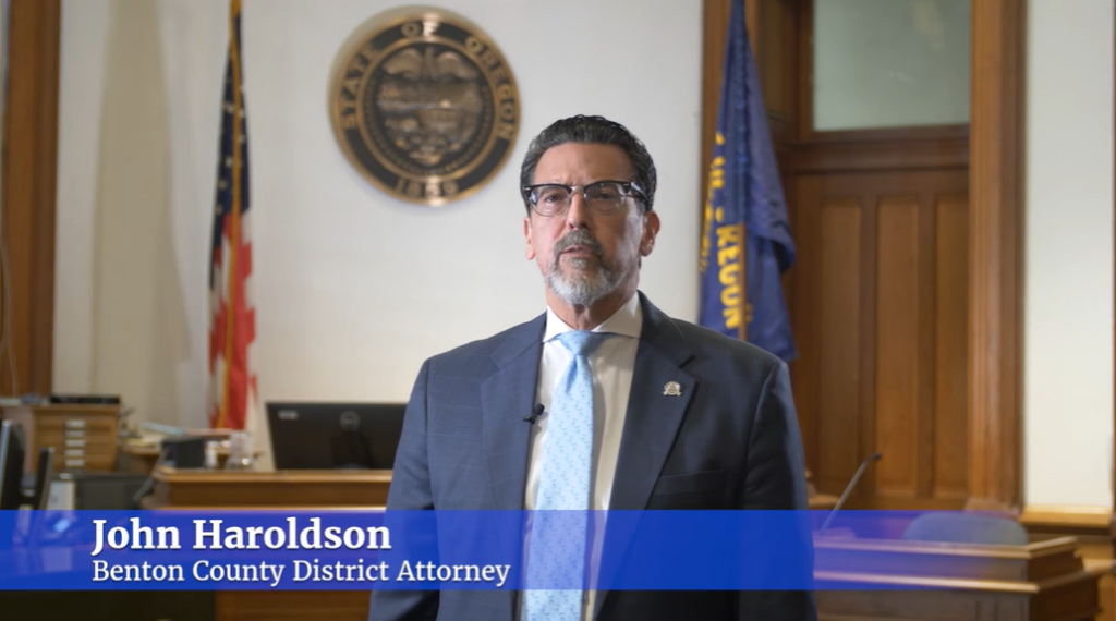 District Attorney John Haroldson retires after 22 years of service to residents of Benton County.