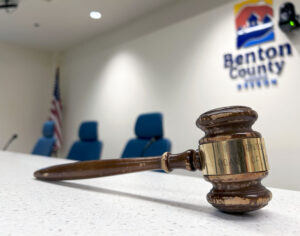 Board of Commissioners gavel and dais