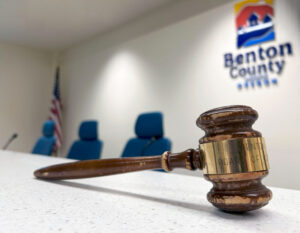 Benton County Board of Commissioners gavel and meeting room